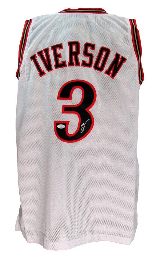 Allen Iverson HOF Autographed White Custom Basketball Jersey 76ers JSA 181148