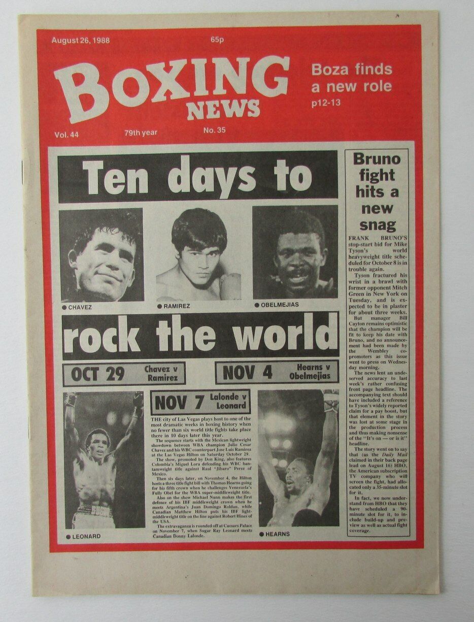 August 26, 1989 Boxing News Magazine Chavez/Ramirez/Obelmejias