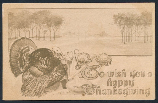 Vintage 1911 Postcard Football Image Happy Thanksgiving Inscr 139098