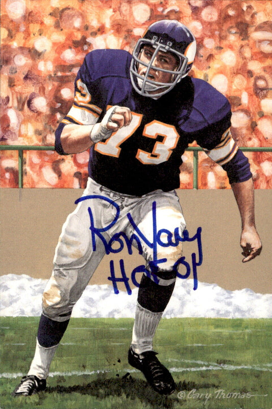 Ron Yary HOF Autographed/Inscribed Goal Line Art GLAC Postcard Vikings JSA