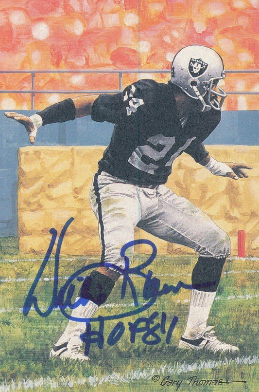Willie Brown HOF Raiders Signed/Inscribed Goal Line Art GLAC Postcard 163845