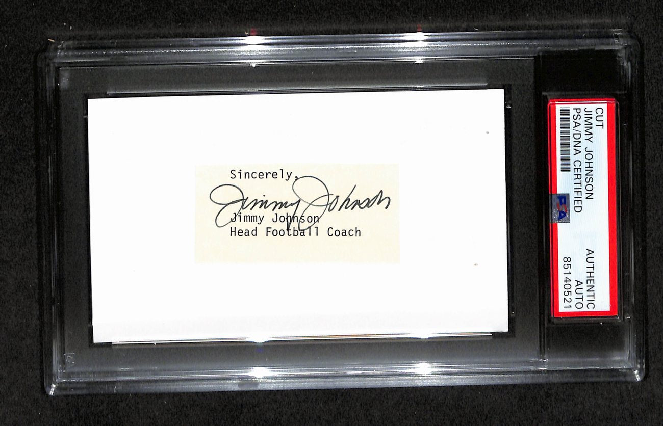 Jimmy Johnson  Autographed 3x5 Cut Card PSA/DNA 186569