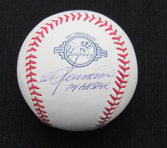 Ed Herrmann Signed/Auto Yankees 100th OML Baseball JSA Inscr 186607
