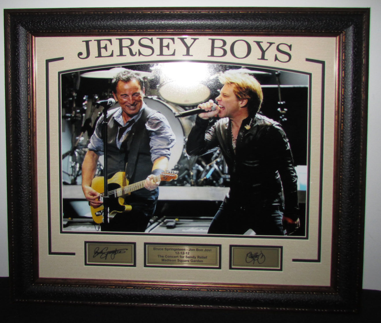 Bruce Springsteen/Jon Bon Jovi "Jersey Boys" Deluxe 16X20 Framed Photo w/Laser Engraved Autographs