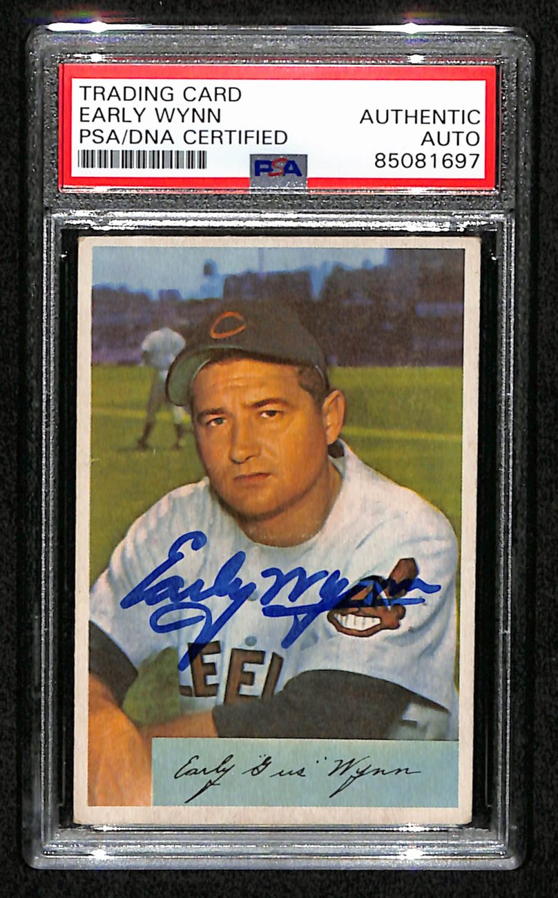 Early Wynn HOF Signed 1954 Bowman Card #164 Cleveland Indians PSA/DNA 184494