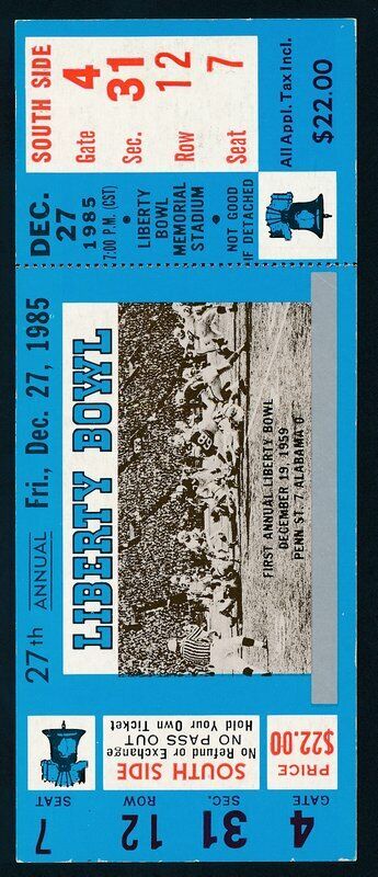 1985 Liberty Bowl Game Ticket Stub Baylor Bears vs. LSU (PSU tribute) 137092