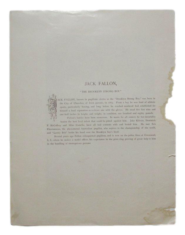 Jack Fallon Boxer 1895 Boxing Gladiators 11x15 Supplement Poster