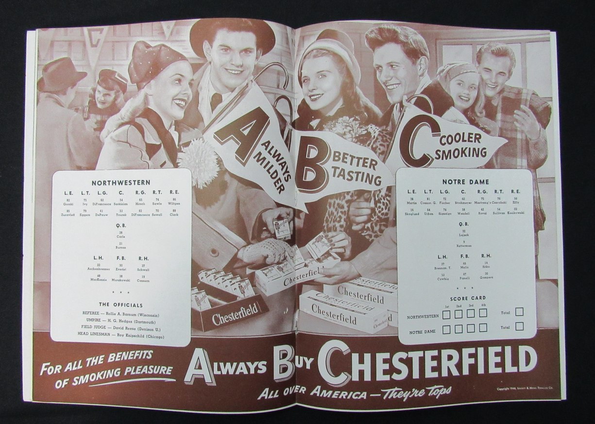 11/16/1946 Northwestern vs. Notre Dame Program 185927