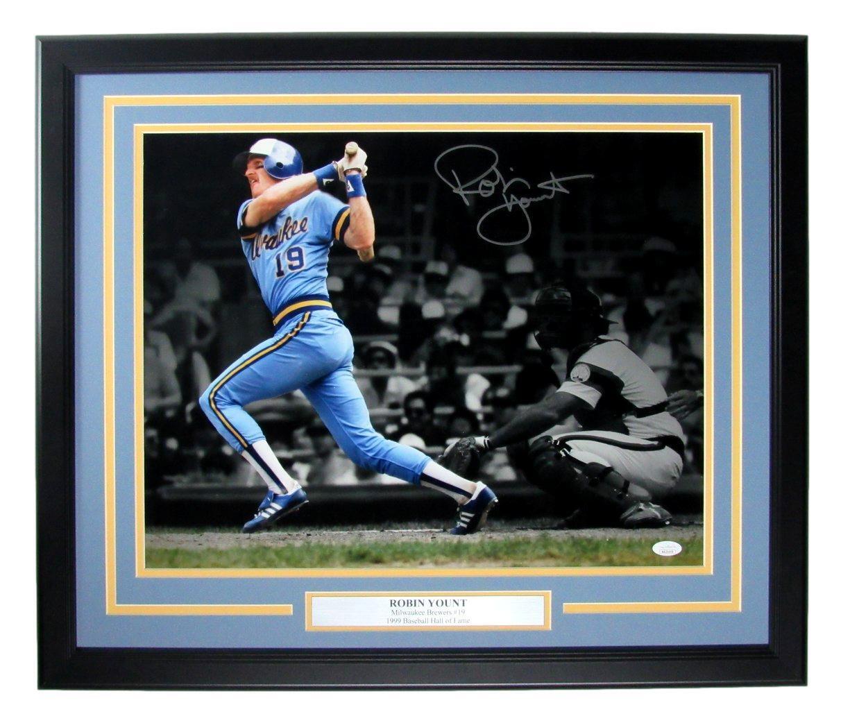 Robin Yount HOF Autographed 16x20 Photo Milwaukee Brewers Framed JSA
