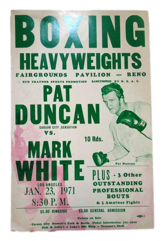 Pat Duncan vs. Mark White 14x22 On Site 1971 Boxing Poster Reno, NV