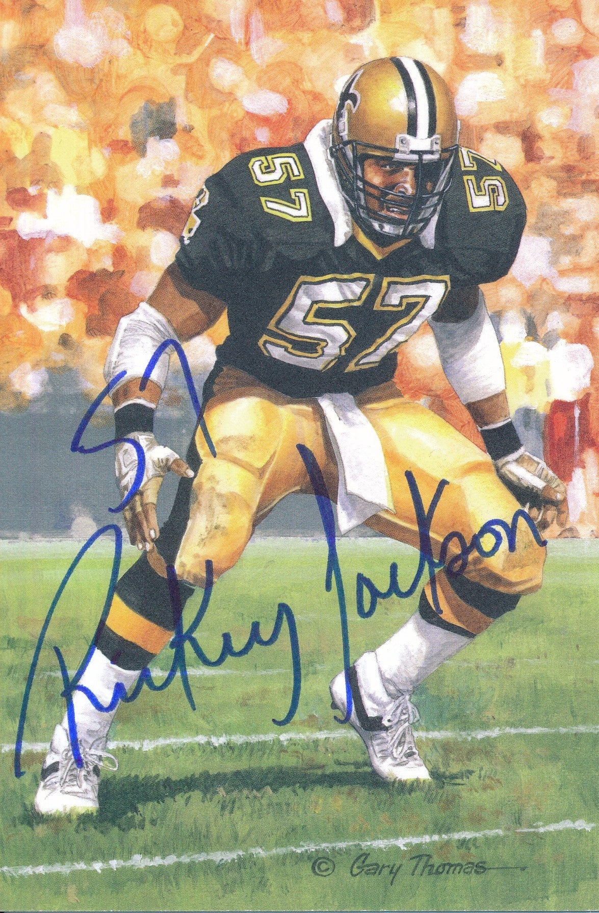 Rickey Jackson HOF Saints Signed 2010 GLAC/Goal Line Art Postcard PSA/DNA 186318
