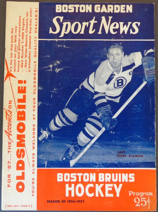 1956 Sport Hockey News Bruins vs. Red WingsHockey Game Program DAMAGED 179508