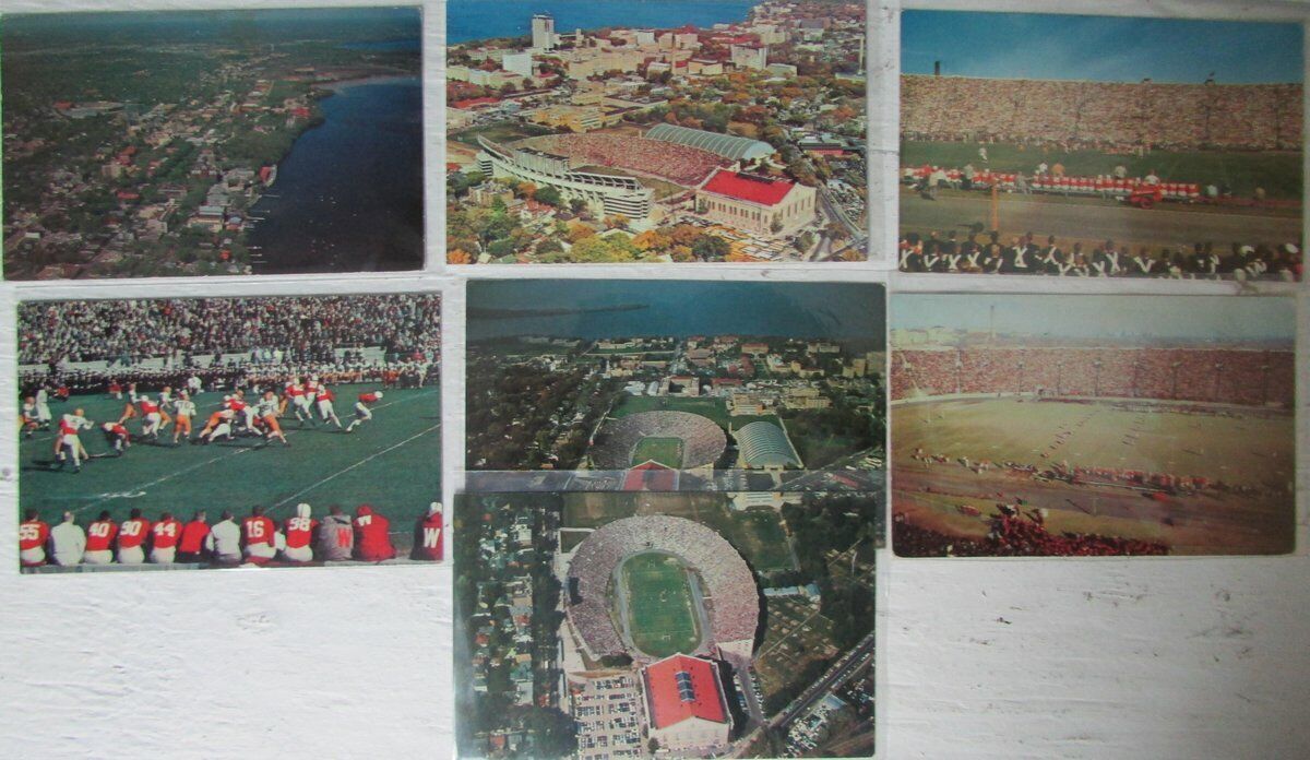 Lot of 7 University of Wisconsin Camp Randall Stadium 50's-70's Postcards 147267