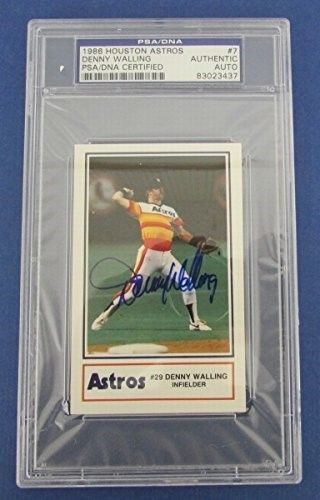 Denny Walling 1986 Houston Astros Signed Slab Baseball Card PSA/DNA 132095