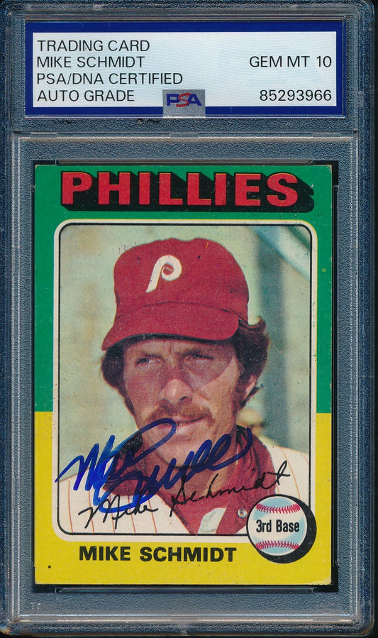 1975 Topps Mike Schmidt Phillies Card #70 Signed PSA/DNA GEM MINT 10 190426