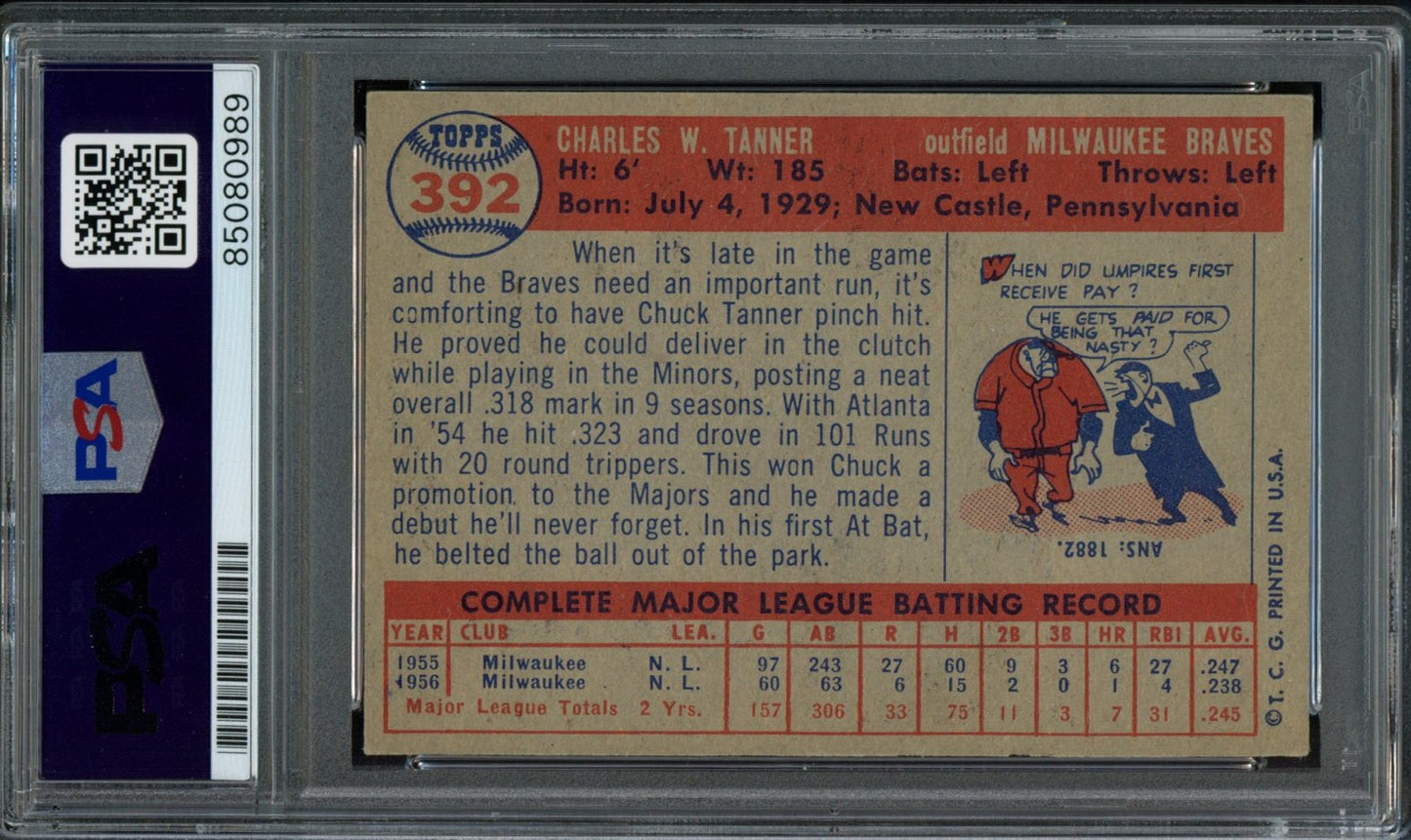 Chuck Tanner Signed 1957 Topps Trading Card #392 Braves PSA/DNA 183562