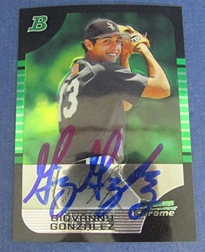 Gio Giovanny Gonzalez A's Nationals Signed Bowman Chrome Baseball Card 2005 #158