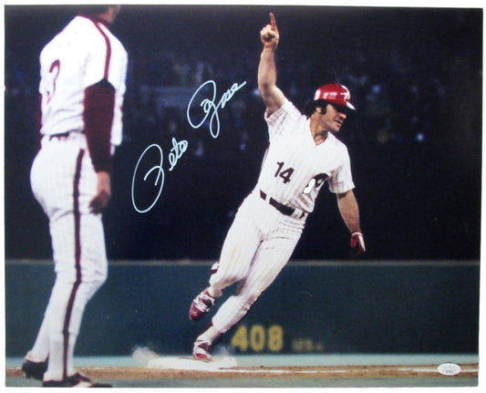 Pete Rose Philadelphia Phillies 1980 WS Champs Signed 16x20 Photo JSA 180684