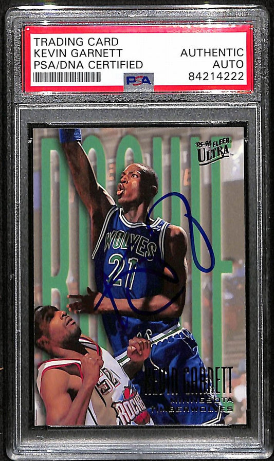 Kevin Garnett HOF Signed/Auto 1995 Fleer Rookie Card #274 Wolves PSA/DNA 193457