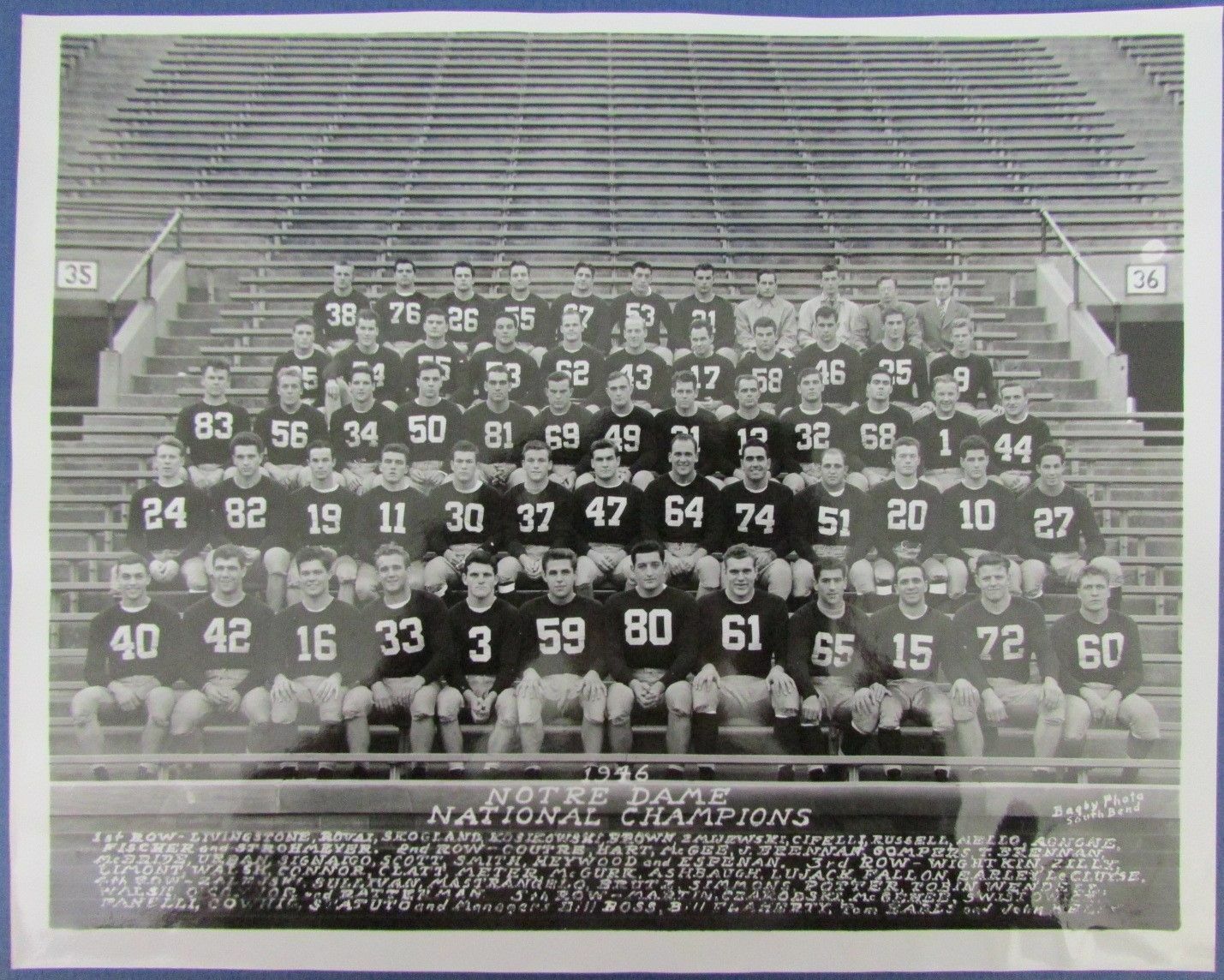 1946 National Champions Notre Dame Fighting Irish 8x10 Original Photo 126321