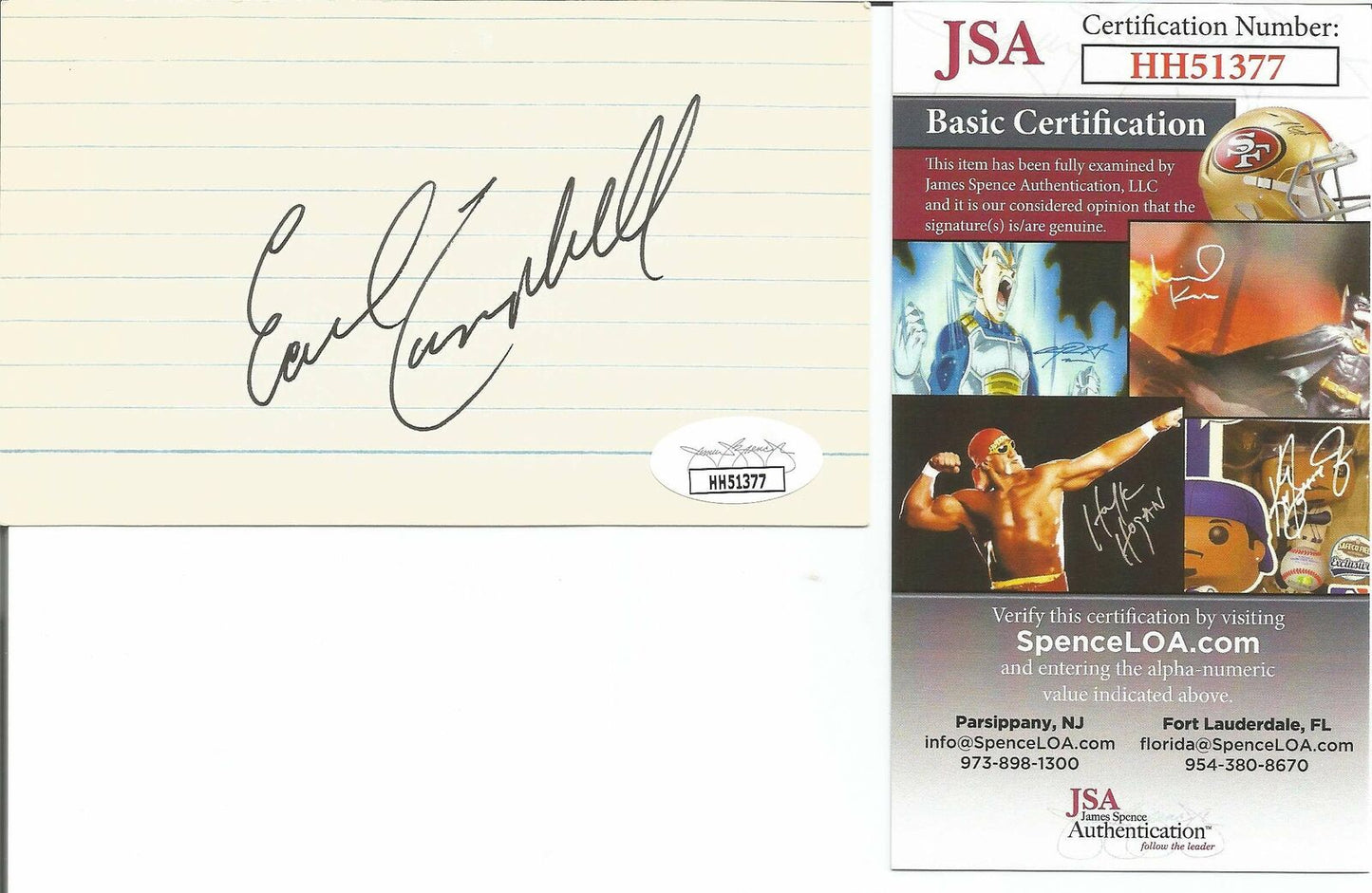 Earl Campbell HOF Houston Oilers Signed/Autographed 3x5 Index Card JSA 151050