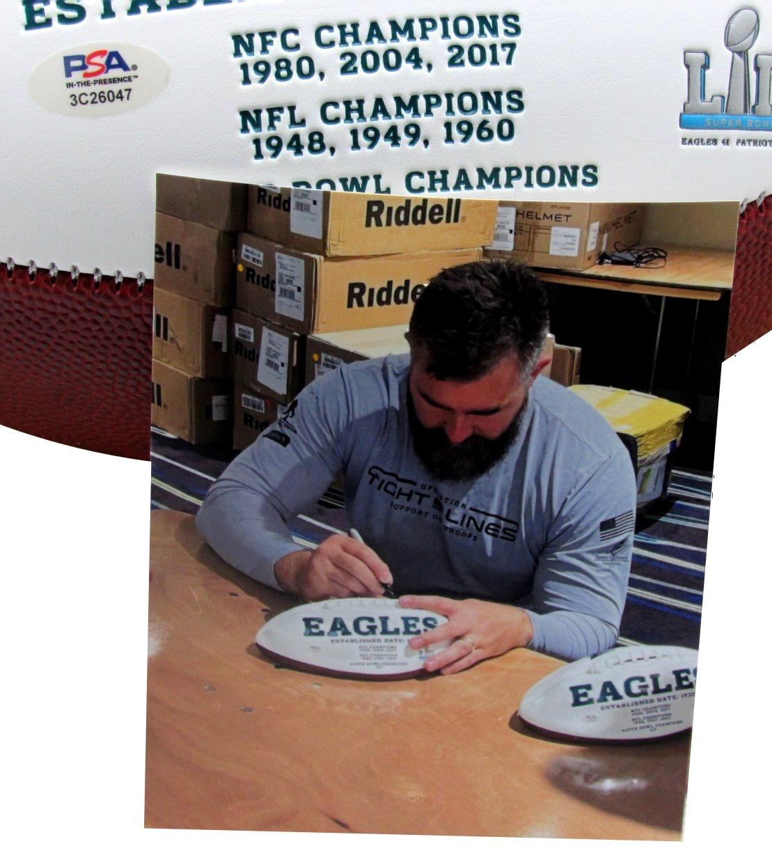 Jason Kelce Signed/Auto White Philadelphia Eagles Logo Football PSA/DNA 190374