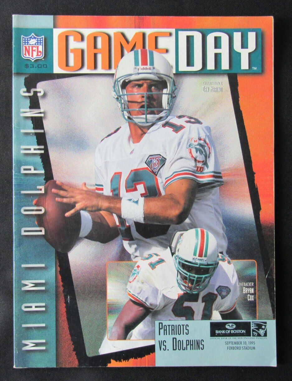 1995 New England Patriots vs. Miami Dolphins Program 09/10 Dan Marino