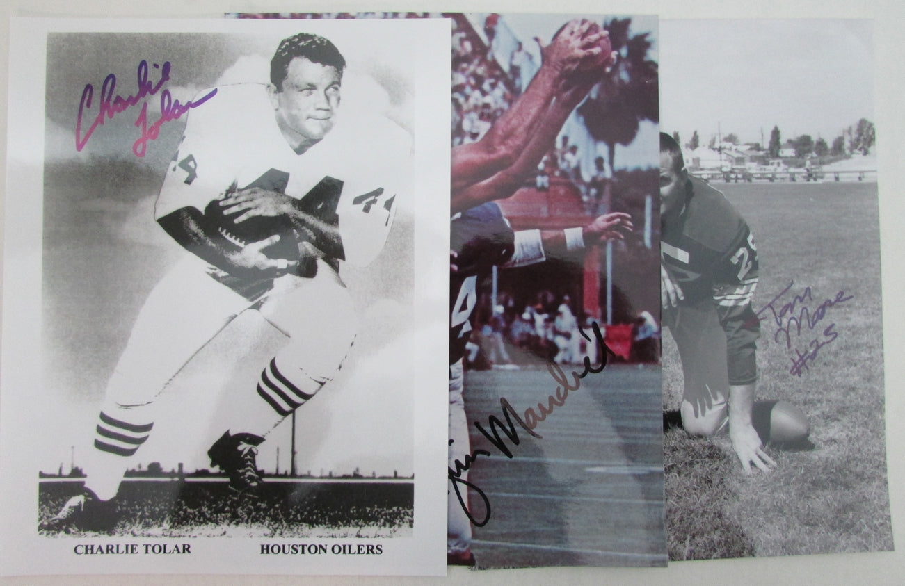 Lot of 6 NFL Signed 8x10 Photos incl. Lucci, Tolar, Moore, and Mandevil 157372