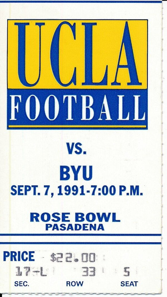 1991 UCLA Bruins vs. Brigham Young University Football Game Ticket Stub 148578