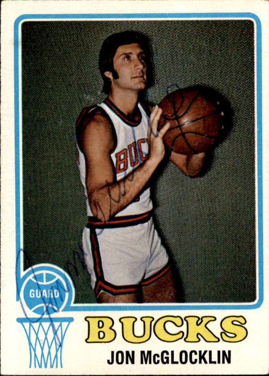 Jon McGlocklin Autographed 1973-74 TOPPS Basketball Card #123 Bucks 182920