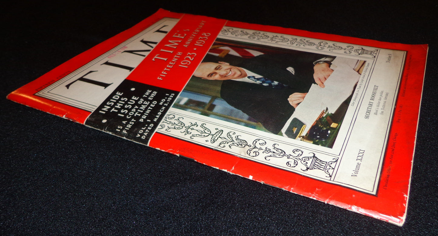 Time Magazine Vol XXXI No 9 February 28, 1938 Franklin Roosevelt 183500