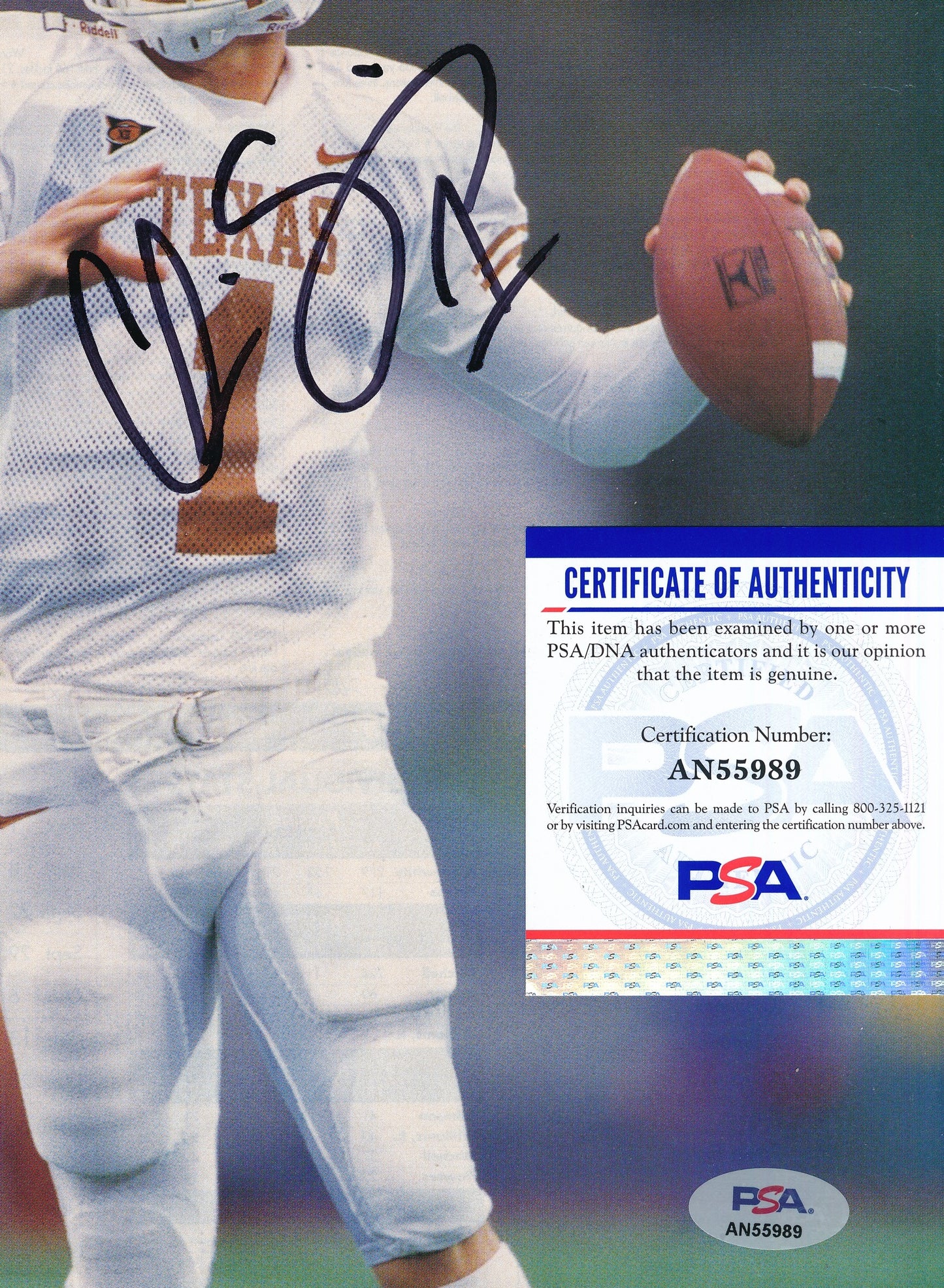 Chris Sims Signed/Auto 8x10 Magazine Photo Texas Longhorns PSA/DNA 188127