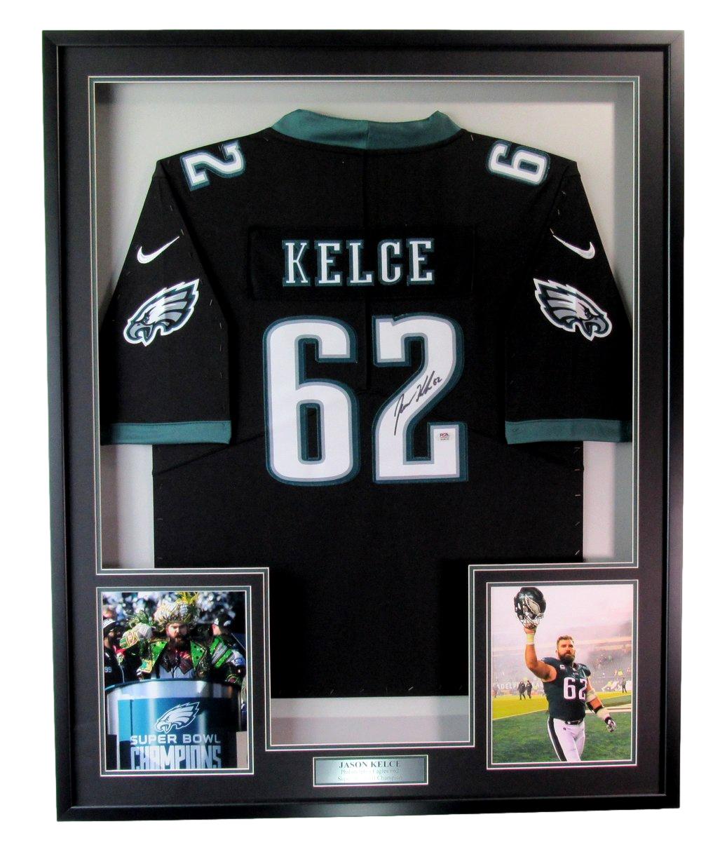 Jason Kelce Signed Philadelphia Eagles Football Jersey Framed PSA/DNA 190535