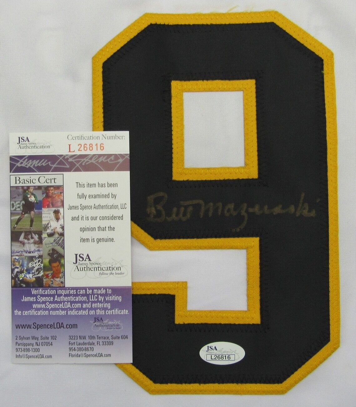 Bill Mazeroski HOF Signed/Autographed Pirates HOF Jersey JSA 159670