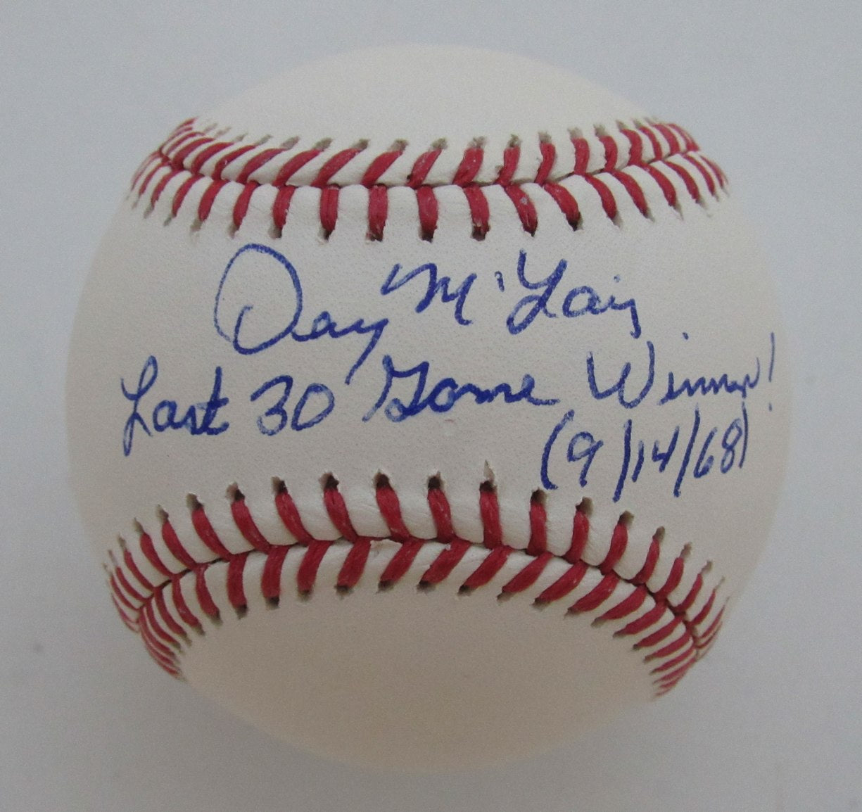 Denny McLain Autographed/Inscribed OML Baseball Tigers JSA 189358