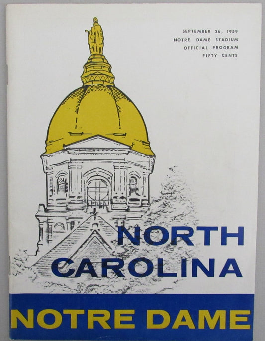September 26, 1959 North Carolina vs. Notre Dame College Football Program