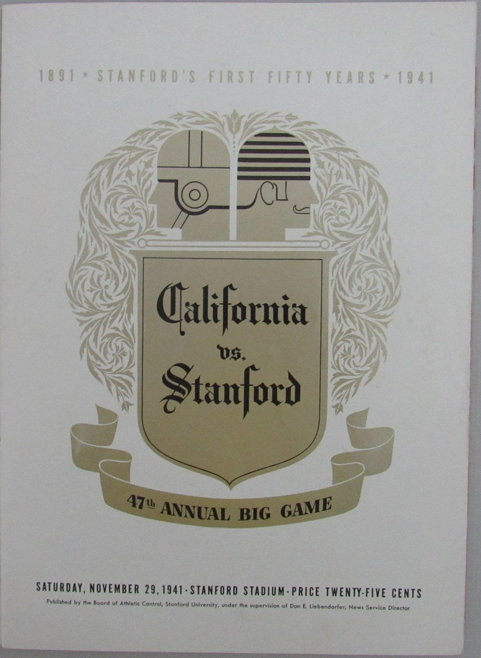 1941 California vs. Stanford College Football Game Souvenir Program 163172