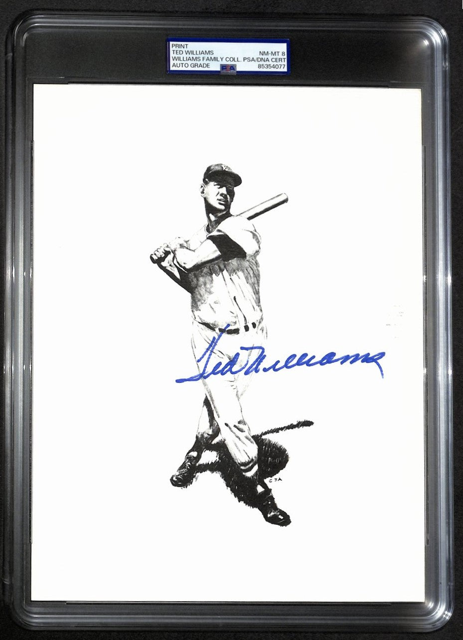 Ted Williams Signed/Auto 8x10 Photo/Print Red Sox PSA/DNA Slabbed 193015