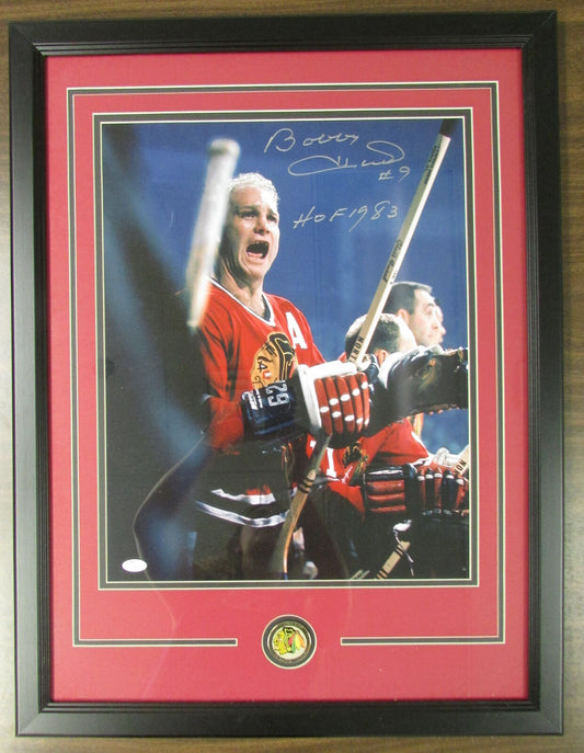 Bobby Hull Chicago Blackhawks Signed 16x20 Framed Photo JSA 142124