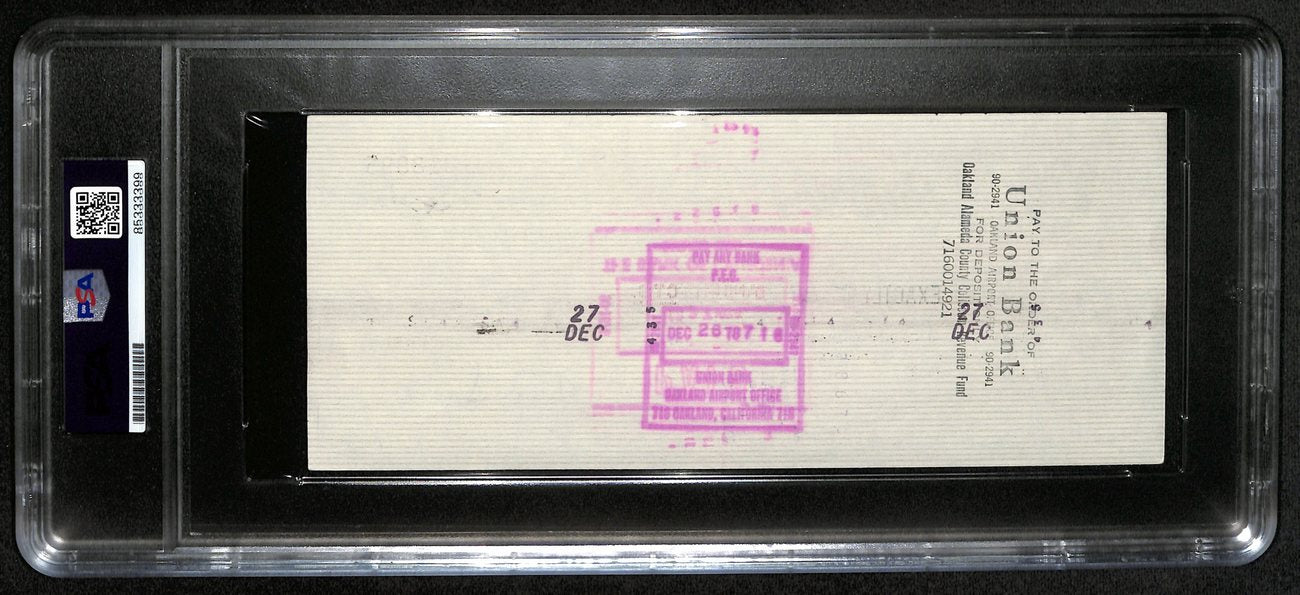 Al Davis HOF Signed/Autographed 8.5x3.5 Bank Check Raiders PSA/DNA 193237