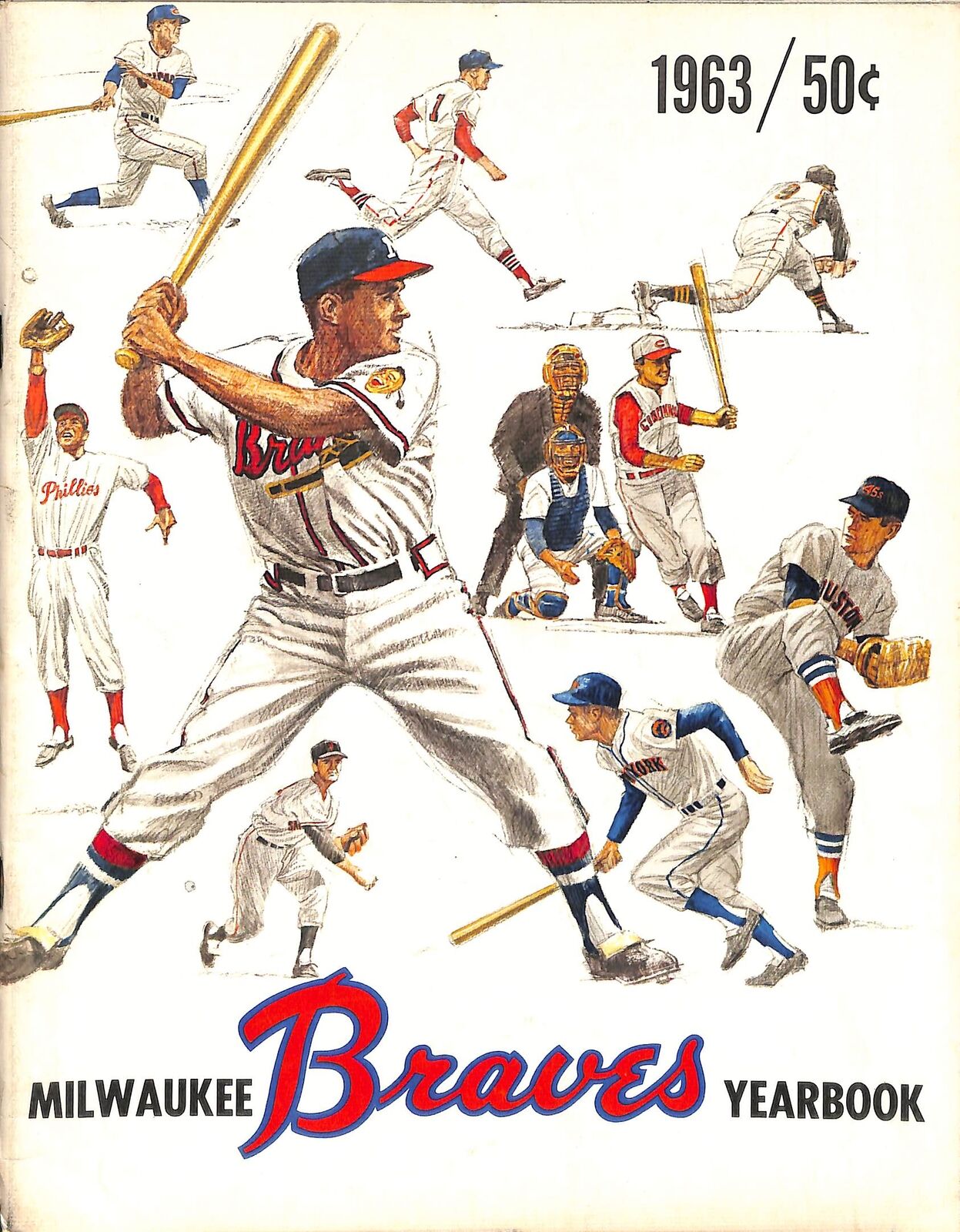 1963 Milwaukee Braves Baseball Yearbook Hank Aaron/Warren Spahn 180228