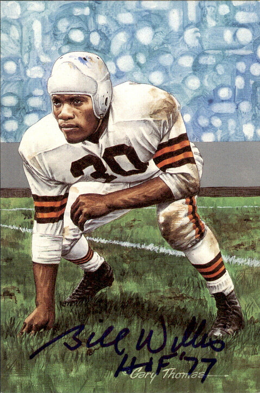 Bill Willis HOF Autographed/Inscribed Goal Line Art GLAC Postcard Browns JSA