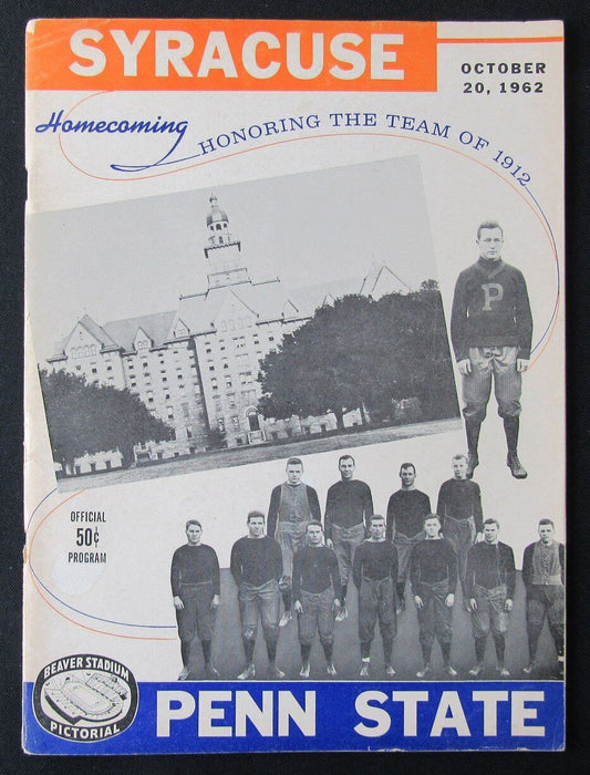 1962 Penn State vs. Syracuse College Football Game Program 10/20
