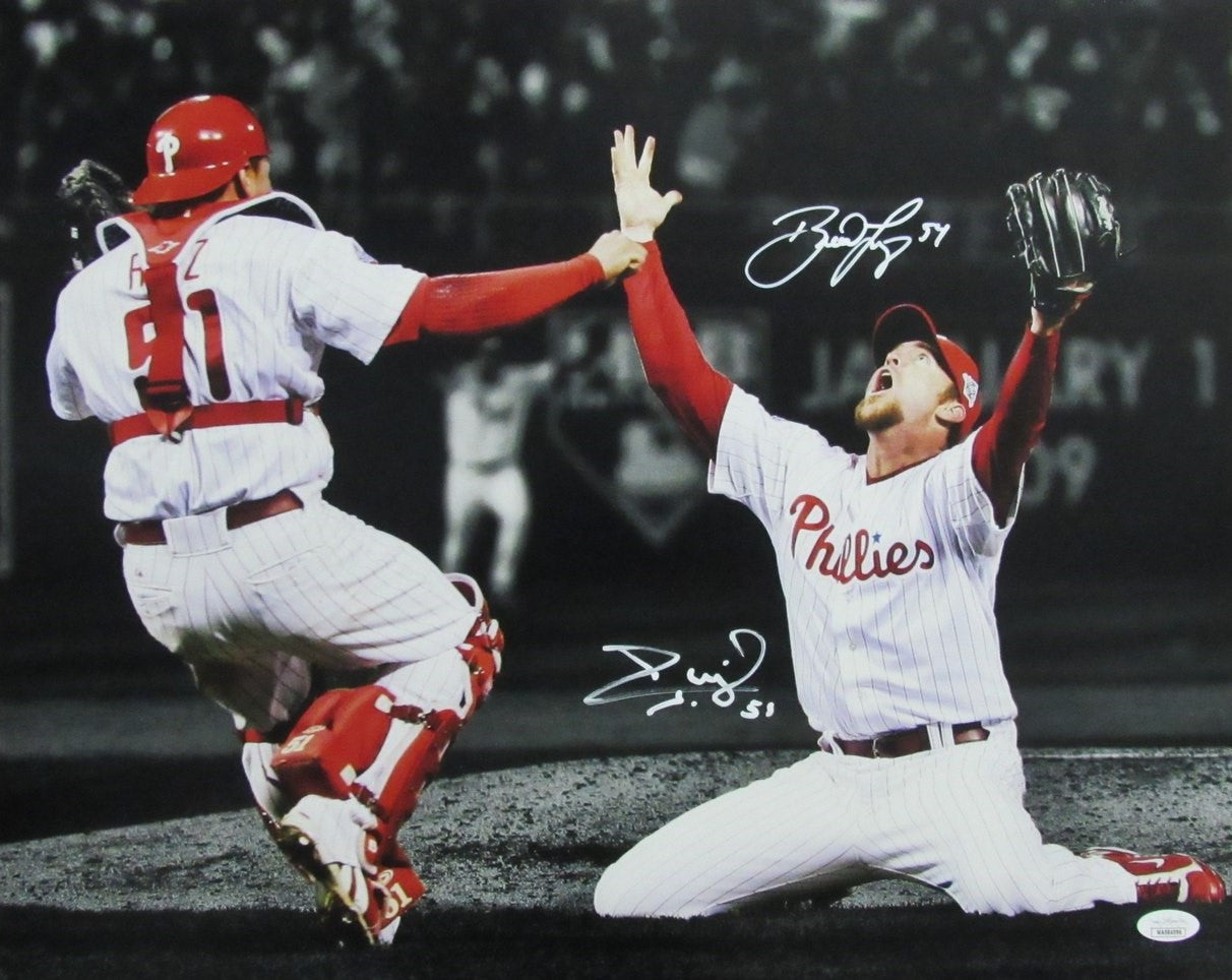 Brad Lidge/Carlos Ruiz Dual-Autographed 16x20 Photo Phillies JSA 183396