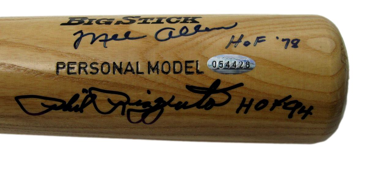 Phil Rizzuto/Mel Allen Dual-Signed/Inscr Adirondack Baseball Bat Steiner 190335