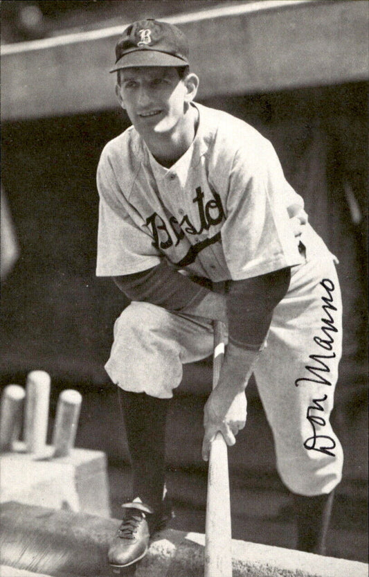 Don Manno Boston Braves d. 1995 Signed/Auto 3x5  Photo 178595