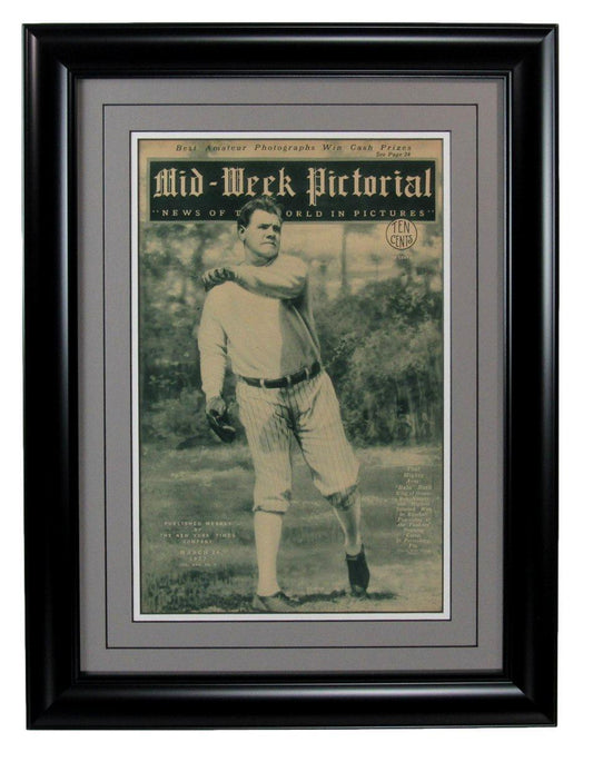 Mid-Week Pictorial Newspaper March 24, 1927 Babe Ruth New York Yankees Framed