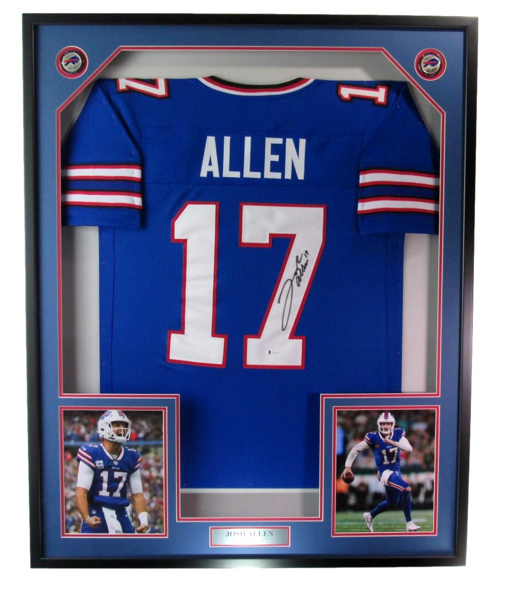 Josh Allen Buffalo Bills Signed/Auto Blue Football Jersey Framed Beckett 189803