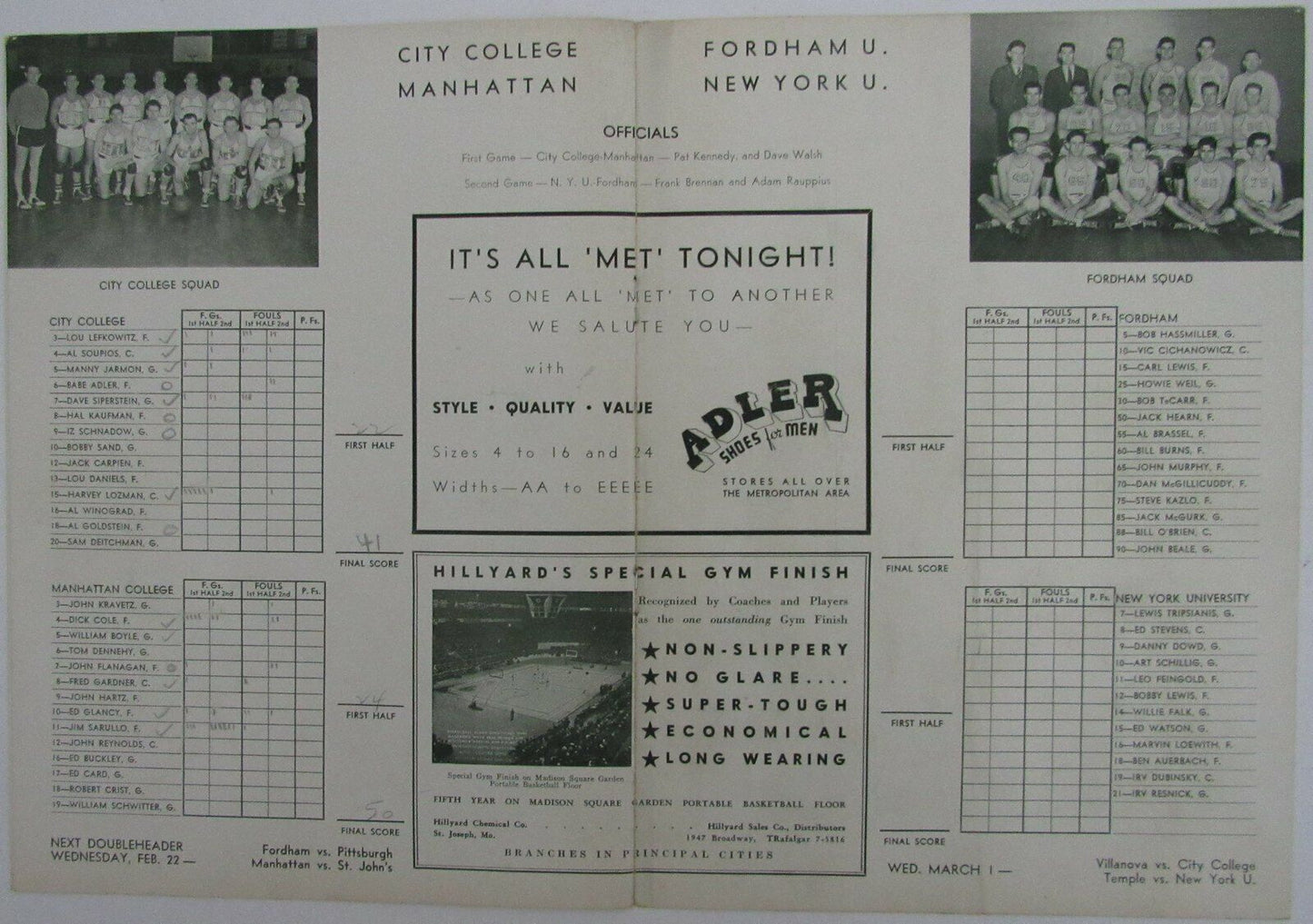 1939 NCAA Basketball Doubleheader Games Program at Madison Square Garden  145170