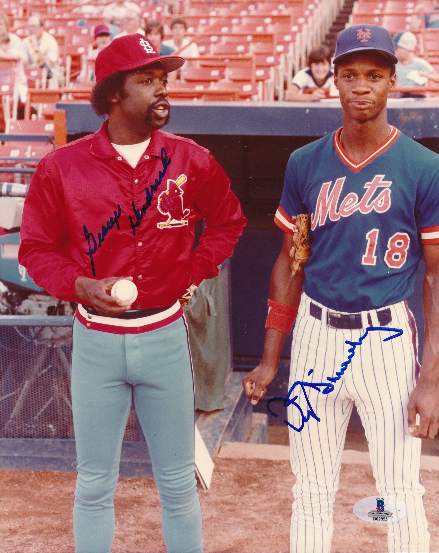 George Hendrick/Darryl Strawberry Dual-Signed/Auto 8x10 Photo Beckett 192318